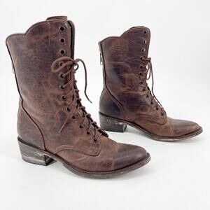 Old Gringo Women's 7 Brown Distressed Granny Lace Up Victorian Cowgirl Boots